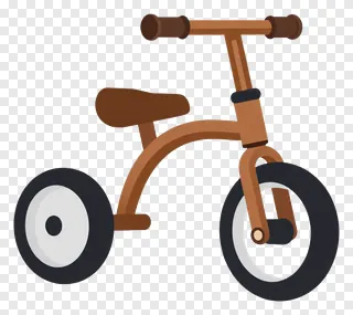 Stylized tricycle made of copper pipes on white background.