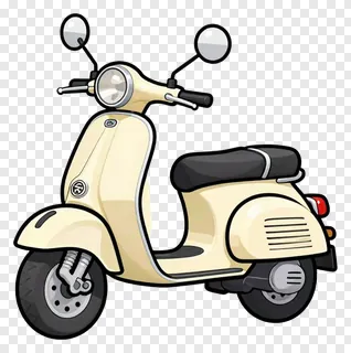 A cream vintage scooter with black seat.