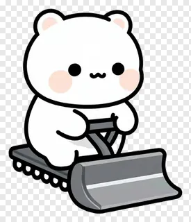 A cartoon bear driving a snowplow.