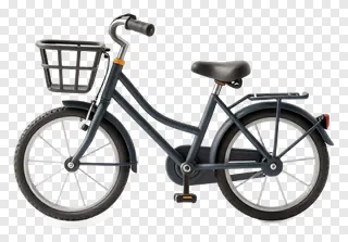 A dark blue bike featuring a front basket.