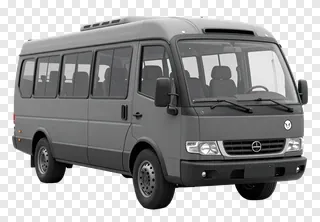 Gray minibus vehicle with visible side profile and windshield.