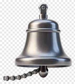 Metal bicycle bell with chain attached.