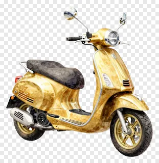 Sleek metallic gold scooter on white background.