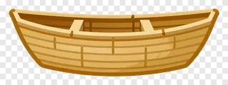 A miniature bamboo fishing boat with a curved hull.