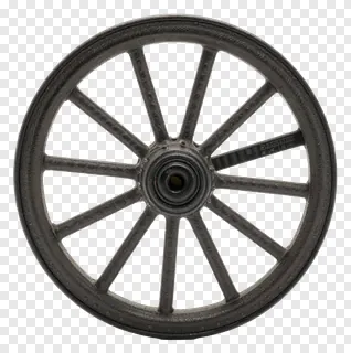 Cast iron wheel with spokes for a miniature steam carriage.