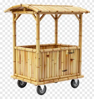 Mobile bamboo cart with canopy and wheels