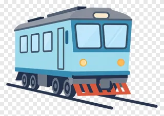 A light blue train with dark gray accents and orange front buffer.