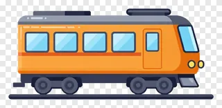 Orange train with dark gray accents on tracks.