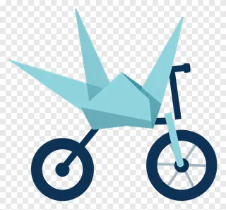 Origami crane riding a tricycle