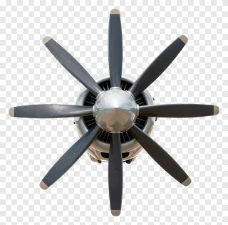 Top-down view of an airplane propeller