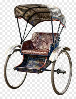 Traditional rickshaw with canopy shade.