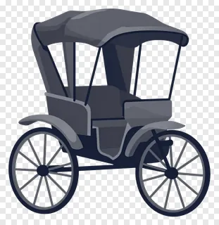 Traditional rickshaw with black canopy