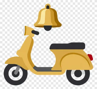 Yellow scooter featuring a golden bell.