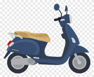 Blue scooter with a natural fiber seat cover.