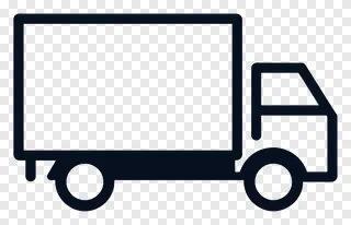 Black line drawing of a cargo truck.