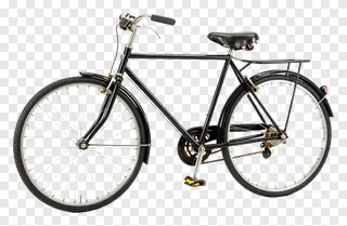 Black vintage-style bicycle with thin wire spokes on both wheels.
