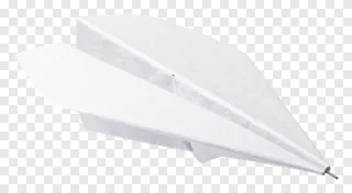 A white paper airplane in flight.