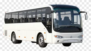 White tour bus vehicle with black accents.