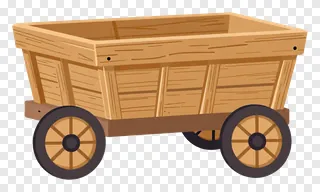 A wooden wagon with two wheels.