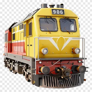 A yellow and red diesel locomotive with number 906.