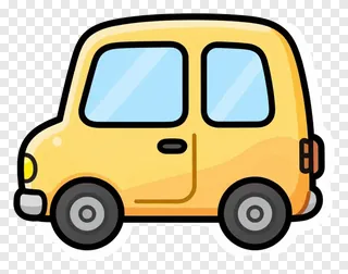 Yellow cartoon vehicle viewed from the top.